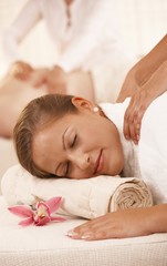 Obraz na płótnie Canvas Closeup of woman getting massage
