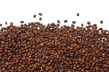 Partially filled with roasted coffee beans background