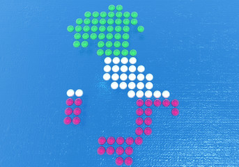 Italia cartina 3d pallini bandiera