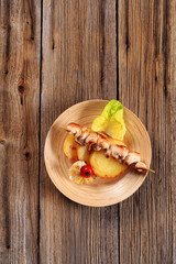 Chicken kebab and roasted potato