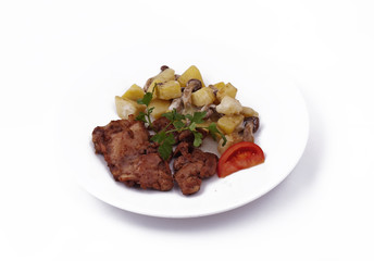 Meat with a mushrooms