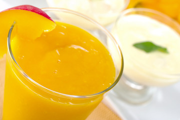 Fresh mango smoothie with cream cheese desserts