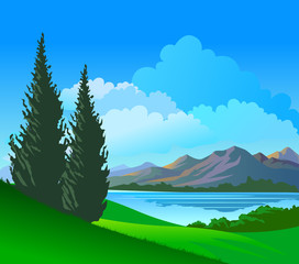 Beautiful Lake view and Pine Trees