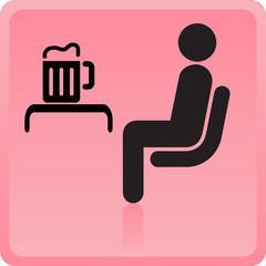 Icon of the person in a bar with a beer mug
