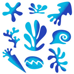 Set sea plants and animals