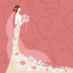 Bride on pink background