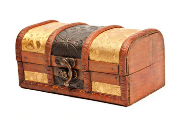 Wooden jewellery box isolated