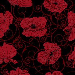 seamless background with poppies