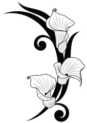Papier Peint photo Lavable Fleurs noir et blanc crevalle corsée