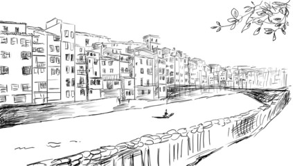 drawn to the old town  - sketch