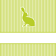 Easter Card Sitting Bunny Looking Back Green Stripes
