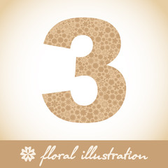 THREE. Vector floral illustration.