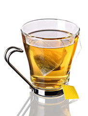 Cup of tea with teabag (concept, clipping path)