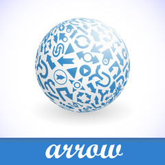 Globe with arrow mix. Vector illustration.