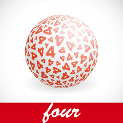 FOUR. Globe with number mix. Vector illustration.