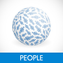 Globe with people signs. Vector illustration.