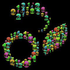 Abstract number illustration. Vector set.