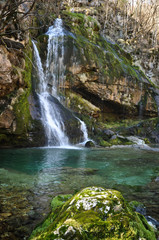 Fototapeta na wymiar The Virje Waterfall. Bovec, Slovenia