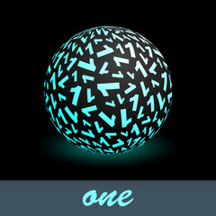 ONE. Globe with number mix. Vector illustration.