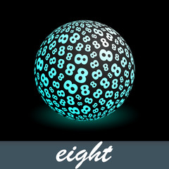 EIGHT. Globe with number mix. Vector illustration.