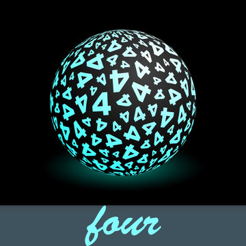 FOUR. Globe with number mix. Vector illustration.