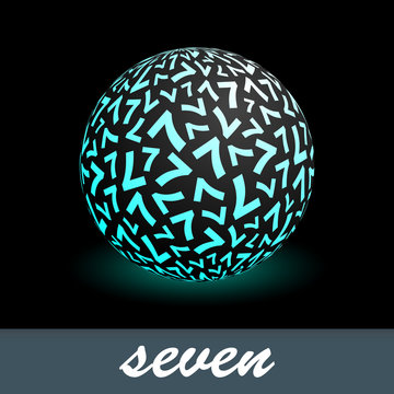 SEVEN. Globe with number mix. Vector illustration.