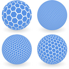 Globe with hexagon signs.