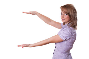 Woman presenting something on empty palm