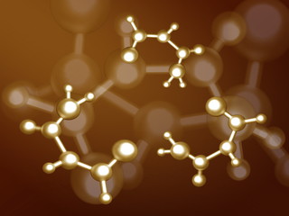 gold molecules on the coloured background