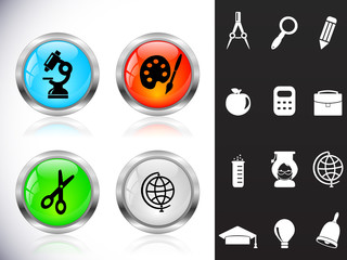Web metal buttons, school symbols