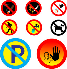 Various prohibition signs group vector
