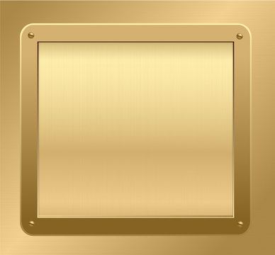 Gold Metallic Plaque On A Textured Background. Vector