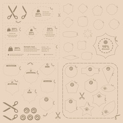 Vector scissors with cut lines.