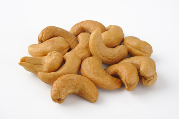 cashew nuts on white background