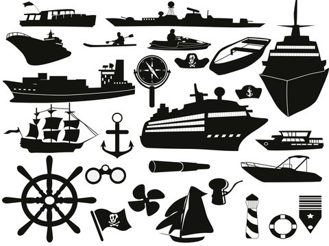 sailing objects icon set