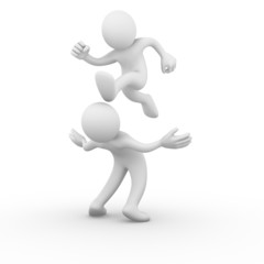 Man jumping over someone else