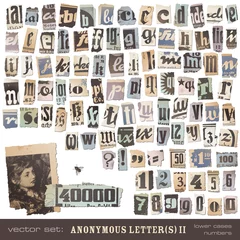 Stickers pour porte Journaux alphabet du journal, partie 2 (minuscules et chiffres)