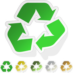 Recycle symbol. Sticker collection.