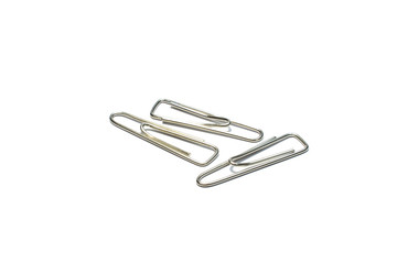 3 paper clips isolated on white