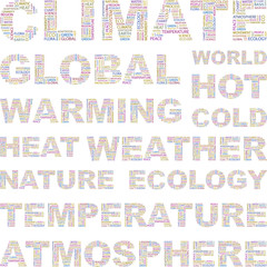 CLIMATE. Vector illustration with association terms.