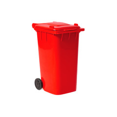 red empty recycling bin