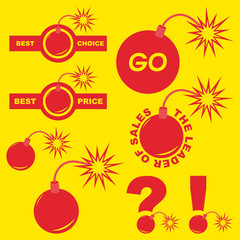 Bombastic price label set. Vector great collection.