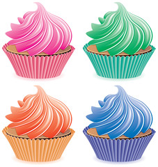 vector set of colorful cupcakes