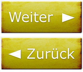 Obraz premium Weiter & Zurück Button - Gelb (Used Look)