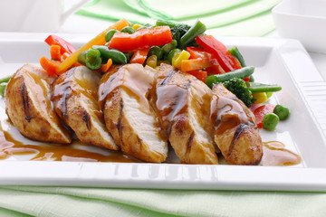 Chicken breast with vegetables and sauce