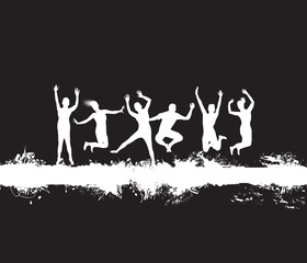 people jumping on an abstract splash background