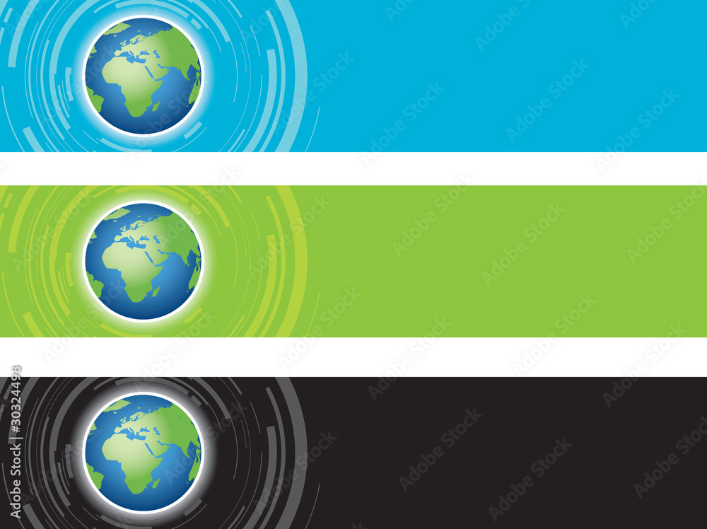 Canvas Prints world on an abstract banner background