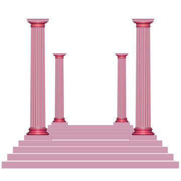 Escaliers et colonnes roses
