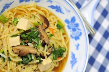 Asian noodles in restaurant