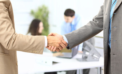 Smiling business people team working in the office
